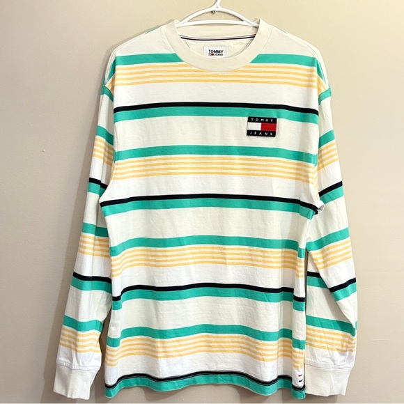 Tommy Hilfiger Pastel Striped Long Sleeve Cotton Loose Fit Shirt - Medium EUC - Picture 2 of 14